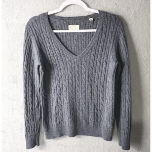 Jack Wills Sweater 100% Merino Wool Cable Knit Grey Crew Neck Womens Size 6